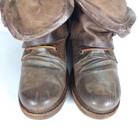 A.S.98 Women's Scully 40 US9-9,5 Brown Distressed Leather Flap Biker Boots - Picture 5 of 12